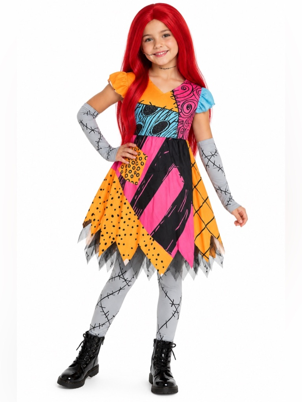 Girls Sally Nightmare Before Christmas Inspired Dress & Wig Costume | Size 6/6X